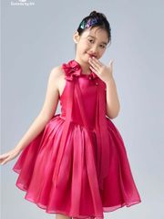 Váy công chúa bé gái vai nơ bồng xoè màu hồng nữ tính Nhã Kiều Dress - Eunoia By AN