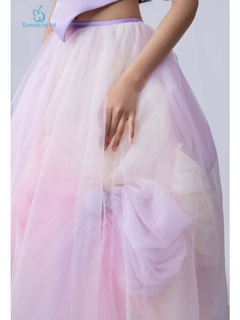 Set áo cổ yếm tím kèm chân váy công chúa voan xoè pastel ombre ngọt ngào Hồ Điệp Dress - Eunoia By AN