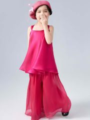 Set áo hai dây cổ vuông kèm quần lụa organza màu hồng cho bé gái Hà My Set - Eunoia By AN