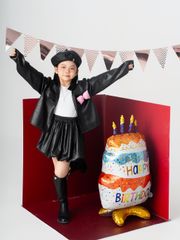 LE18 - Chân váy da quả bí cho bé gái