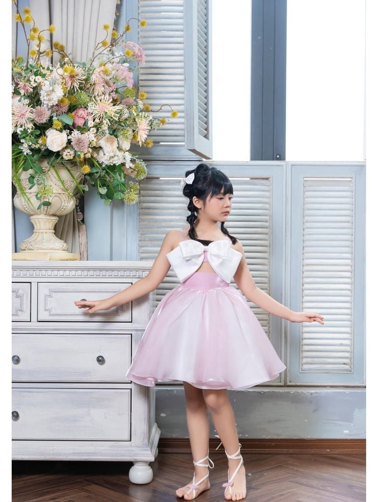 Váy công chúa cho bé gái nơ trắng Ruka Dress - Eunoia By AN