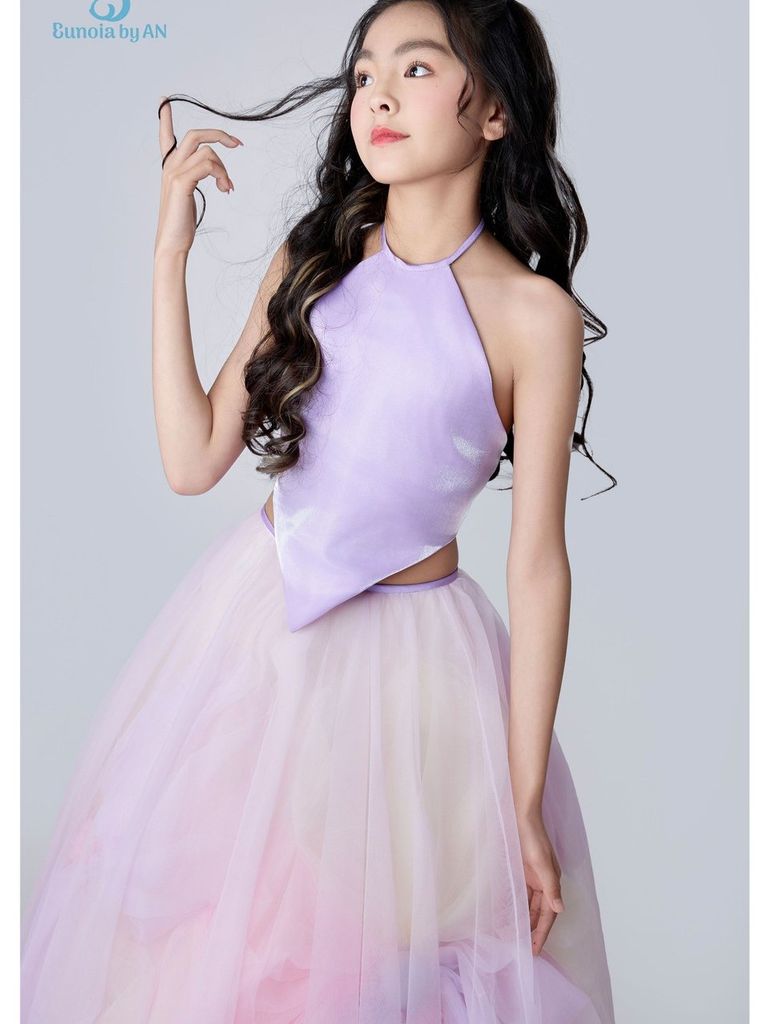 Set áo cổ yếm tím kèm chân váy công chúa voan xoè pastel ombre ngọt ngào Hồ Điệp Dress - Eunoia By AN