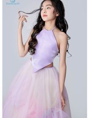Set áo cổ yếm tím kèm chân váy công chúa voan xoè pastel ombre ngọt ngào Hồ Điệp Dress - Eunoia By AN