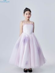 Váy công chúa bé gái tết viền hai dây dáng corset tùng xoè màu tím pastel ngọt ngào Ban Mai Dress - Eunoia By AN