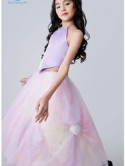 Set áo cổ yếm tím kèm chân váy công chúa voan xoè pastel ombre ngọt ngào Hồ Điệp Dress - Eunoia By AN