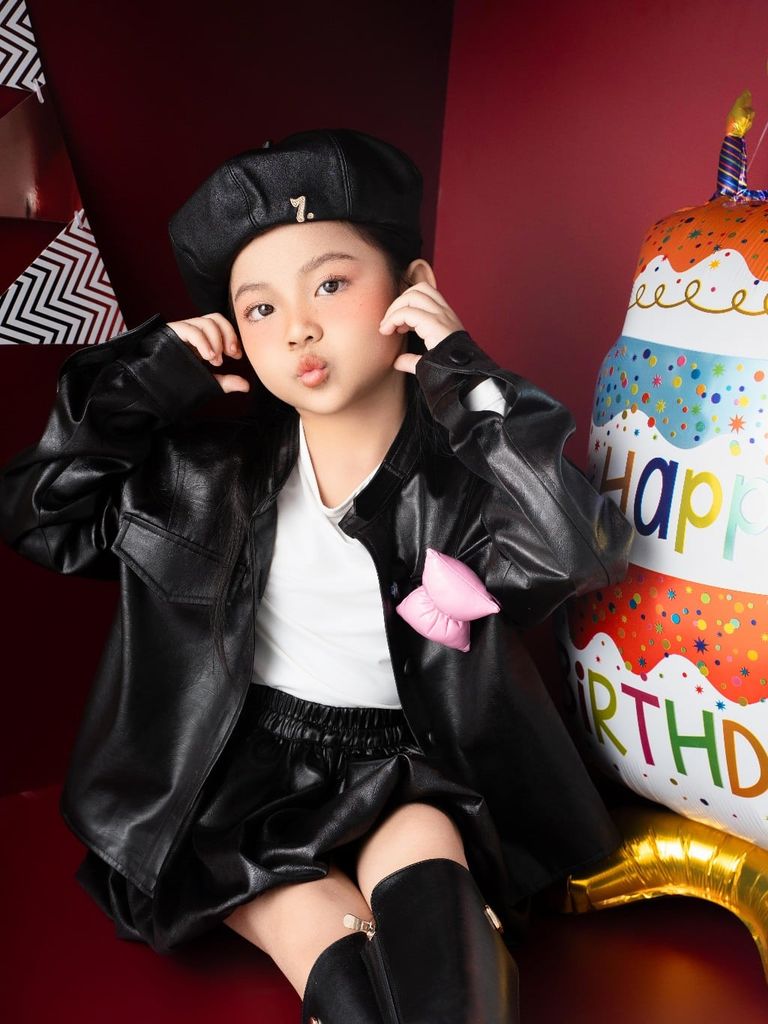 LE18 - Chân váy da quả bí cho bé gái