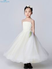 Váy công chúa bé gái tùng lưới bồng bềnh hoạ tiết hoa ly trắng ngà Kim Nhật Dress - Eunoia By AN