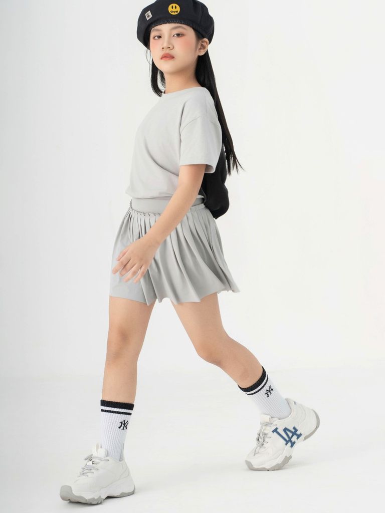 LE07 - Áo phông ghi xám gắn nơ đen to bản cho bé gái - Love Eunoia