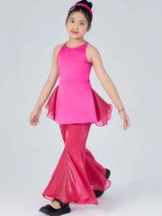 Set áo không tay cách điệu diềm organza kèm quần ống loe màu hồng cho bé gái Vân San Set - Eunoia By AN