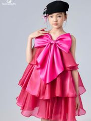 Váy công chúa bé gái 3 tầng bồng xoè điểm nhấn nơ to bản màu hồng Hồng Anh Dress - Eunoia By AN
