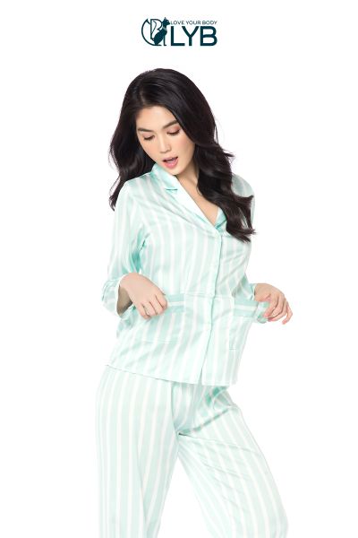 PIJAMA DÀI SỌC XANH FORM SUÔN LYB