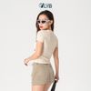 Áo thun tay ngắn cổ tròn màu đen/xám/kem