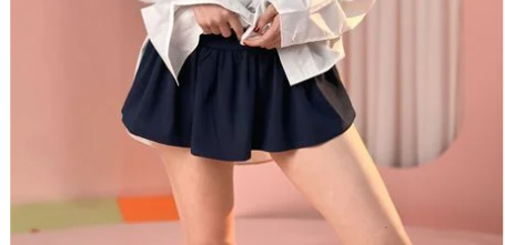 Chân váy LYB lưng cao chất thun gân màu xanh