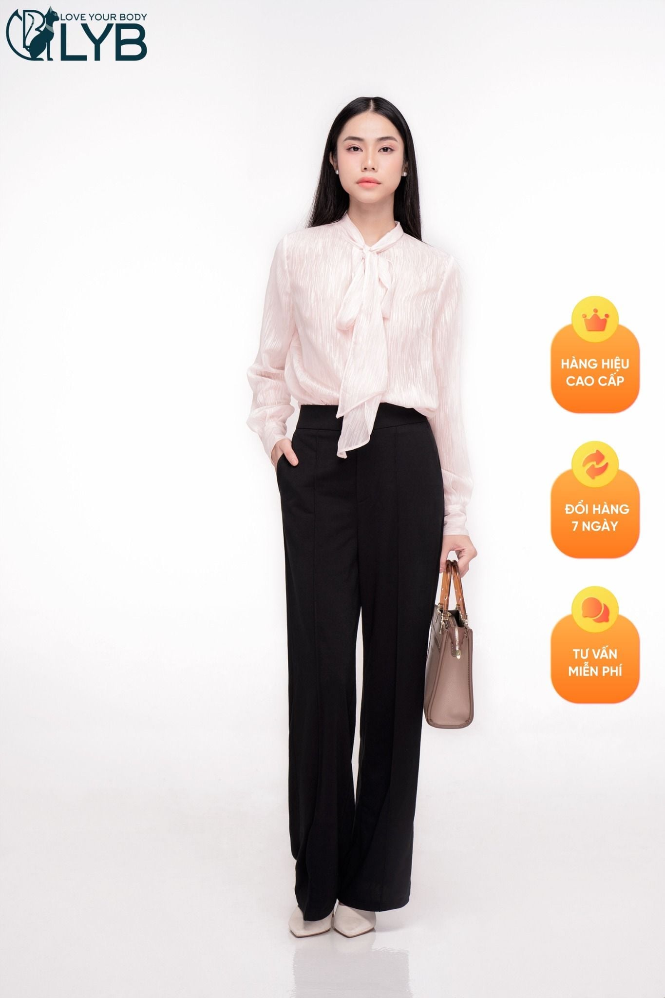 ÁO SƠ MI THẮT NƠ CỔ TƠ XƯỚC THANH LỊCH