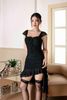 Đầm body LYB cổ vuông thắt nơ phối bèo có tua rua phong cách