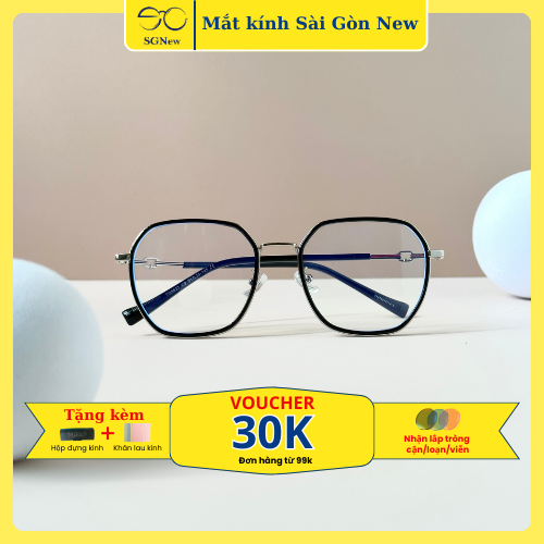  Gọng kính Kim loại x Viền nhựa dẻo Đa giác Nam nữ Unisex SGNew 5637 Hàn Quốc 