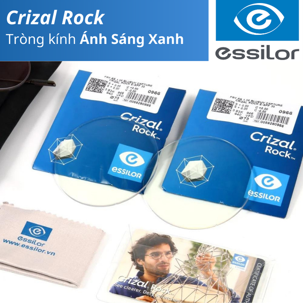  Tròng Kính Chống Ánh Sáng Xanh Crizal Rock Blue Uv Capture Essilor Pháp Chính Hãng 