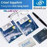  Tròng Kính Siêu Mỏng Chống Ánh Sáng Xanh Crizal Sapphire Hr Blue Uv Essilor 1.67 