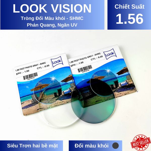  Tròng Kính Đổi Màu  khói LOOK 1.56 - HMC ( UV400) 