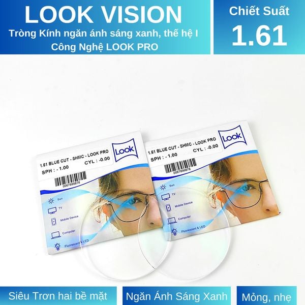  Tròng Kính NGĂN ÁNH SÁNG XANH  LOOK lens 1.60ASP - Thế hệ 1 