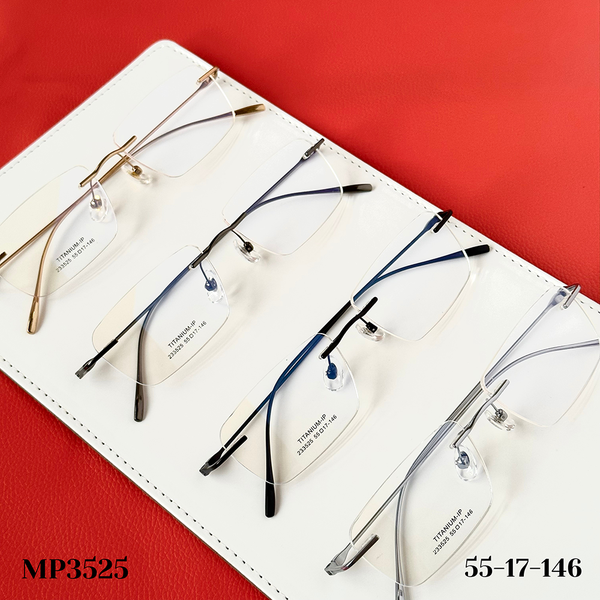  Gọng kính khoan Không viền Titanium Không rỉ Nam Nữ Unisex SGNew 3525 