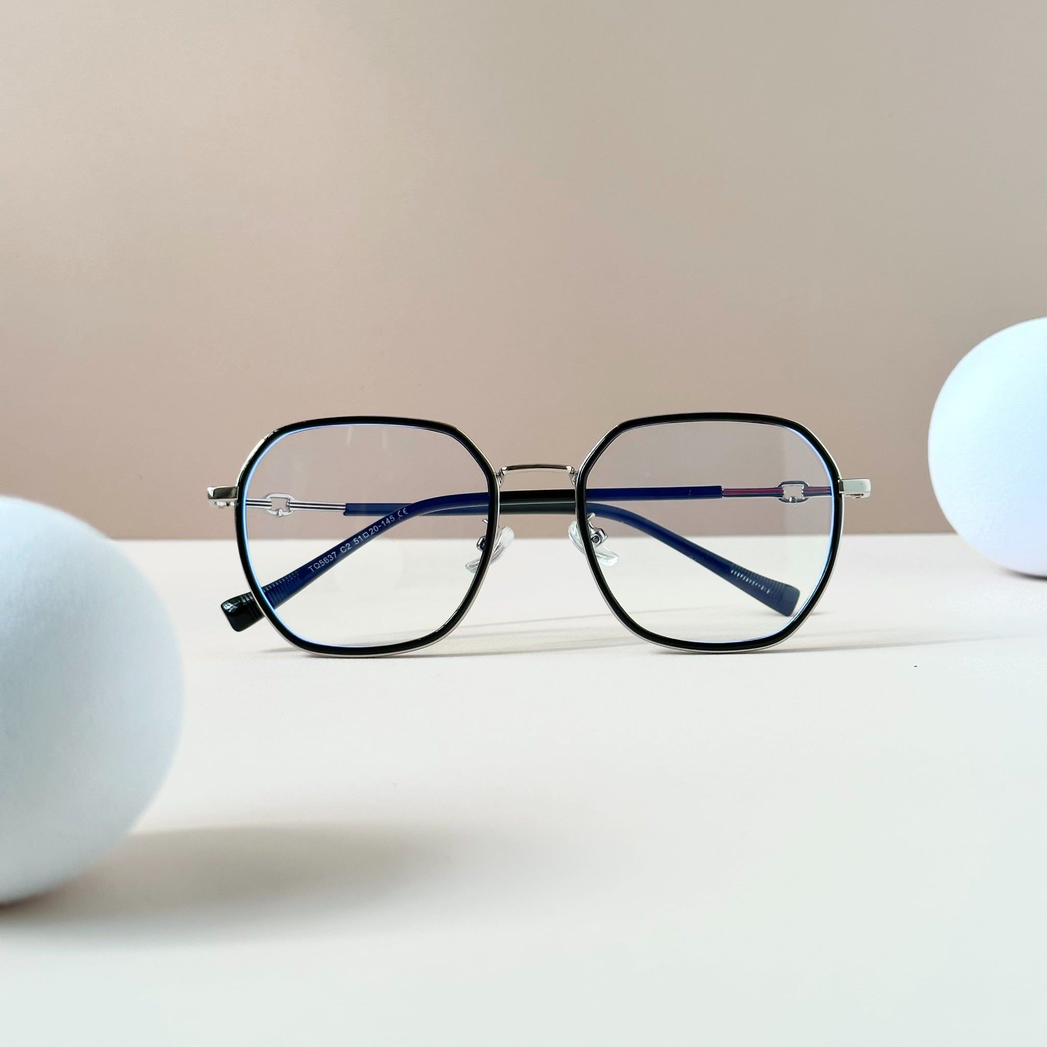  Gọng kính Kim loại x Viền nhựa dẻo Đa giác Nam nữ Unisex SGNew 5637 Hàn Quốc 