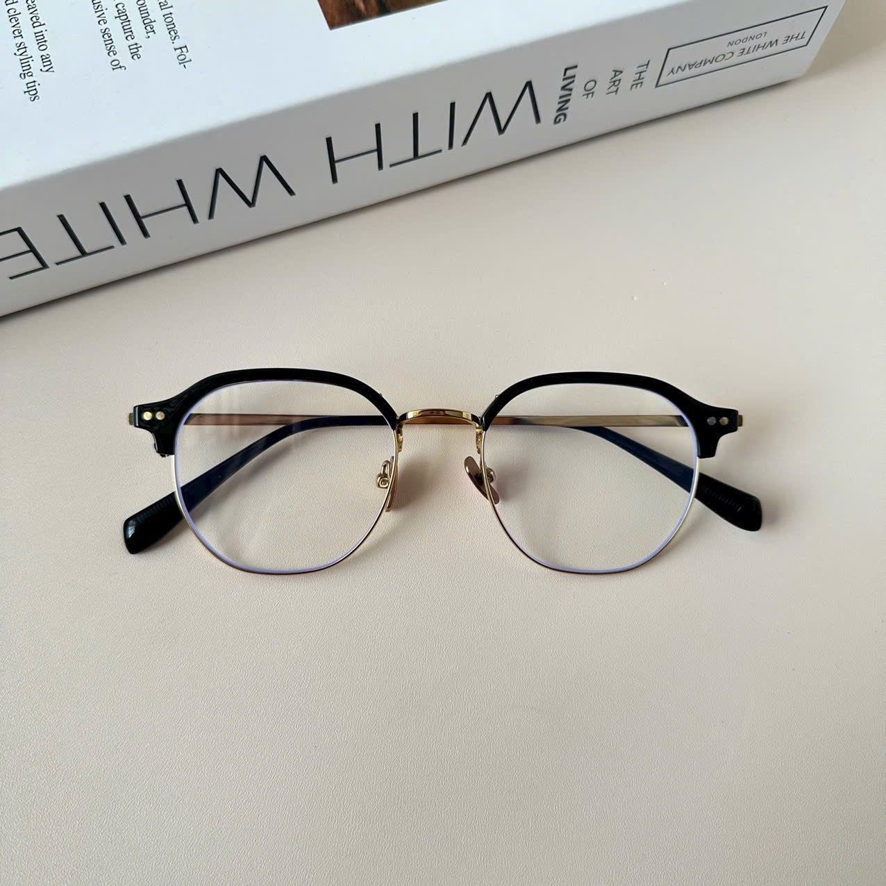  Gọng kính mí Kim loại x Viền nhựa dẻo Nam nữ Unisex SGNew 2664 Hàn Quốc 