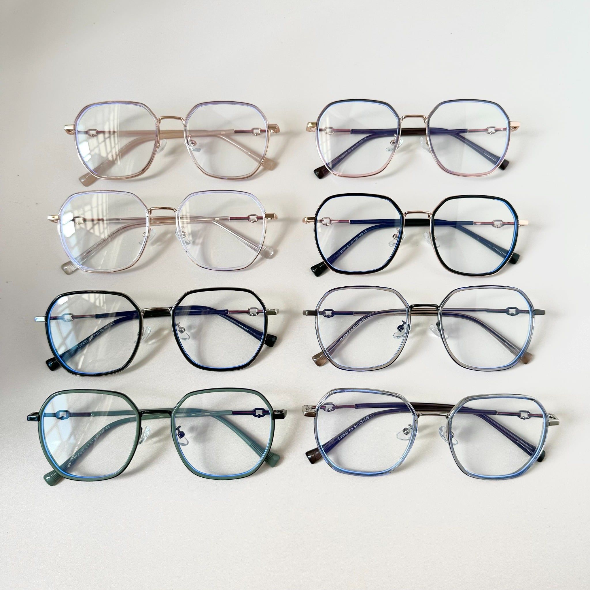  Gọng kính Kim loại x Viền nhựa dẻo Đa giác Nam nữ Unisex SGNew 5637 Hàn Quốc 