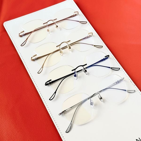  Gọng kính khoan Không viền Titanium Không rỉ Nam Nữ Unisex SGNew 1901 