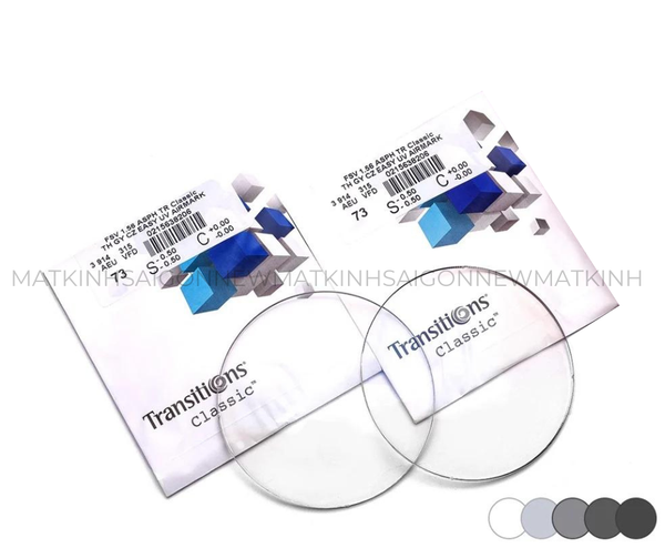  Tròng Kính Đổi Màu TRANSITIONS CLASSIC ESSILOR PHÁP 1.60AS 