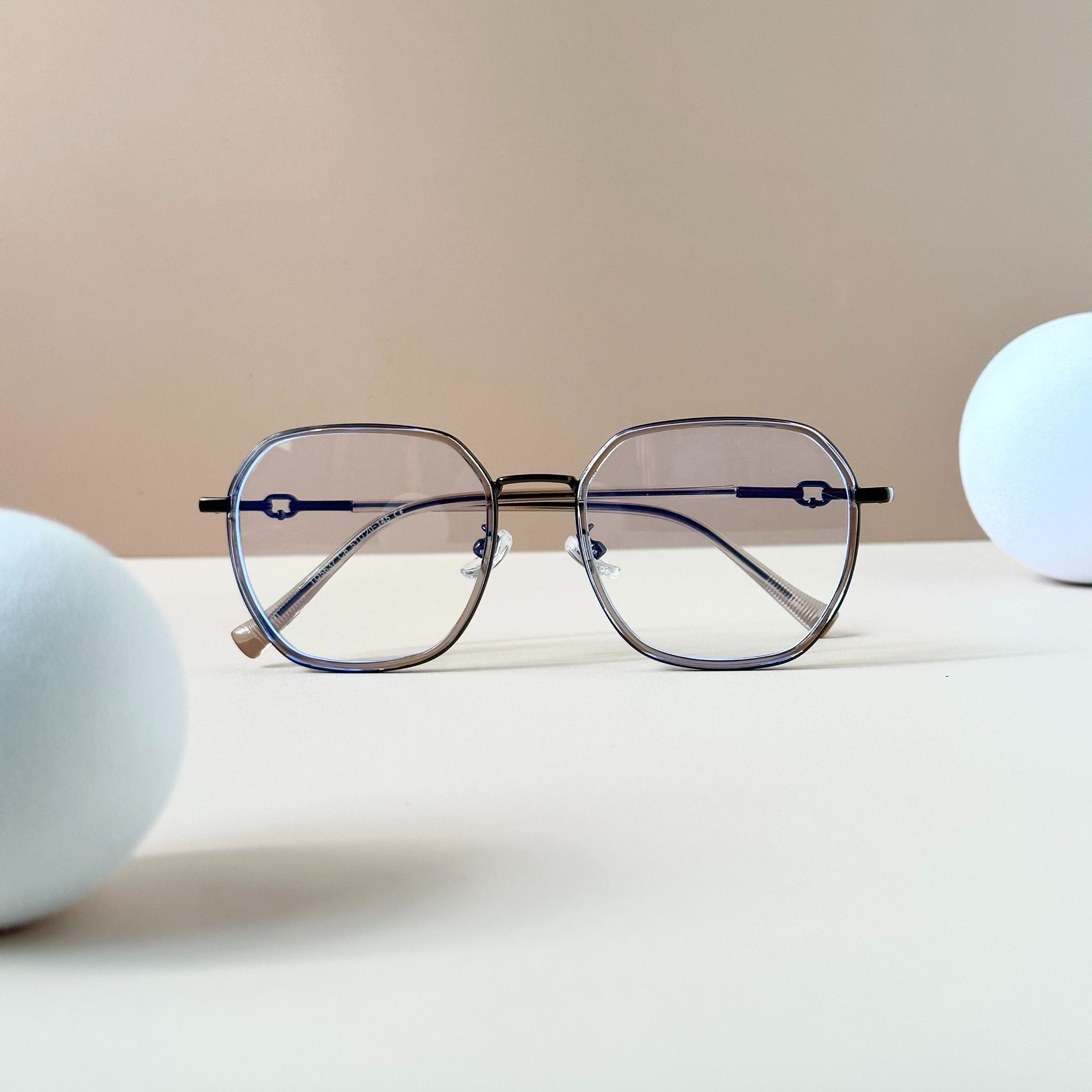  Gọng kính Kim loại x Viền nhựa dẻo Đa giác Nam nữ Unisex SGNew 5637 Hàn Quốc 