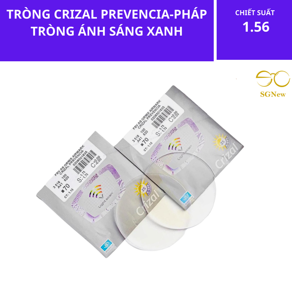  Tròng Kính Ngăn Ánh Sáng Xanh Crizal PREVENCIA ESSILOR PHÁP 1.56 