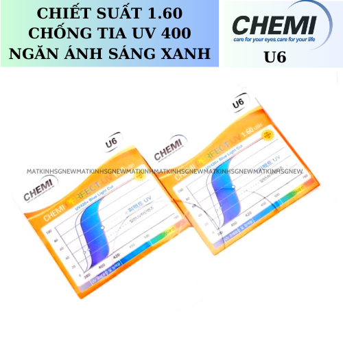  Tròng Kính Mỏng Chống Ánh Sáng Xanh CHEMI 1.60 U6 