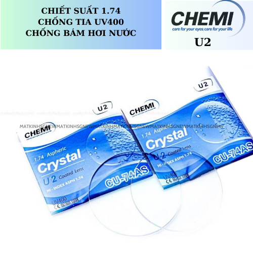  Tròng Kính Siêu Mỏng Chống Chói CHEMI 1.74 U2 