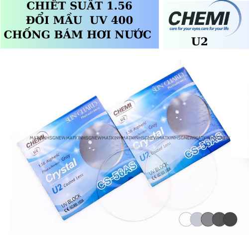  Tròng Kính Đổi Màu Crystal Primer Chemi 1.56 U2 