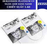  Tròng Kính Chống Ánh Sáng Xanh Duravision® Blueprotect Uv Zeiss 1.60 
