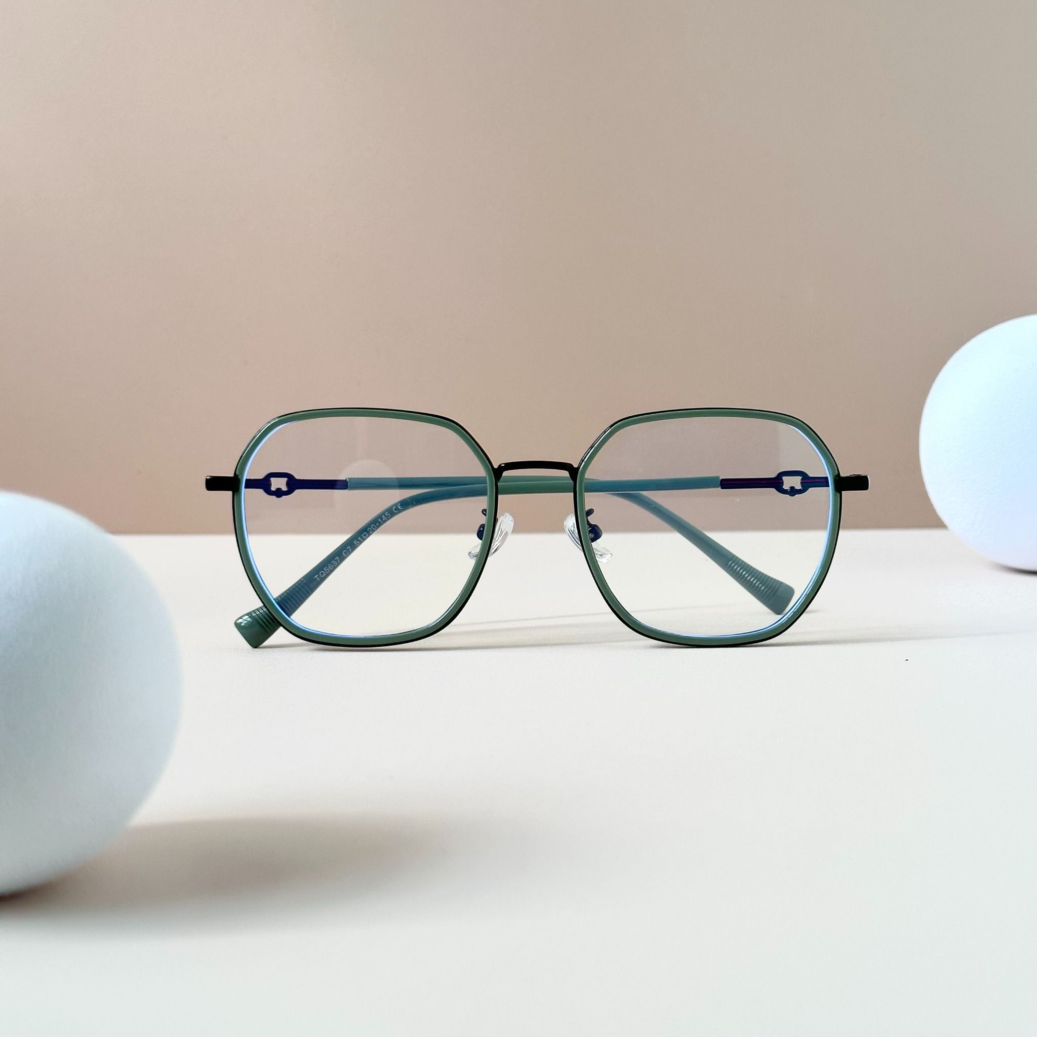  Gọng kính Kim loại x Viền nhựa dẻo Đa giác Nam nữ Unisex SGNew 5637 Hàn Quốc 