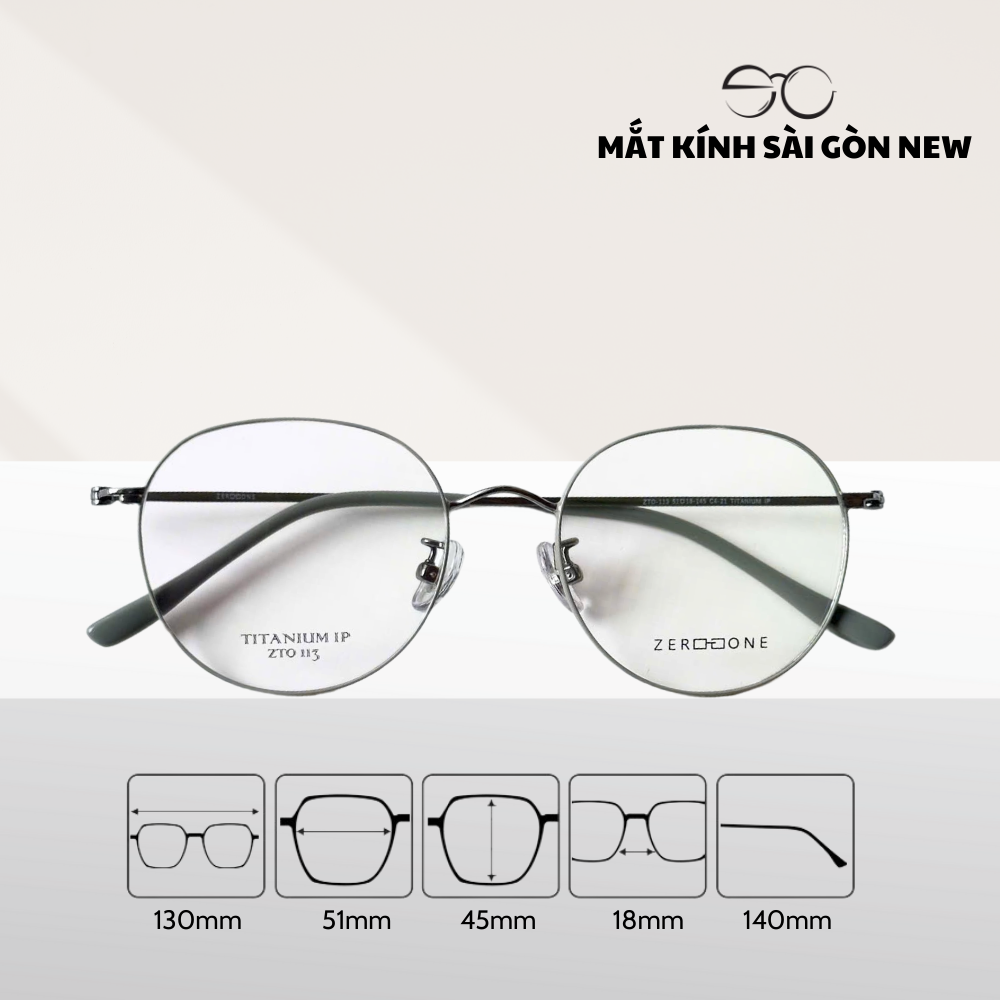  Gọng kính Titanium Tròn đa giác Viền mảnh Không rỉ sét Nam Nữ Unisex SGNew Zto113 