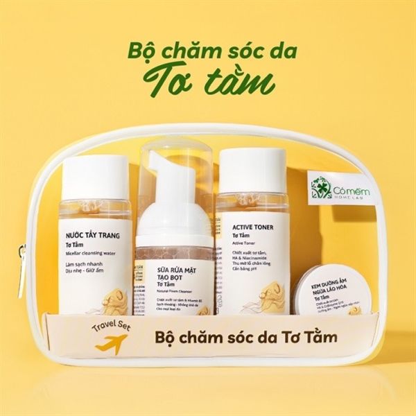  Travel set tơ tằm 04 sản phẩm Cỏ Mềm 