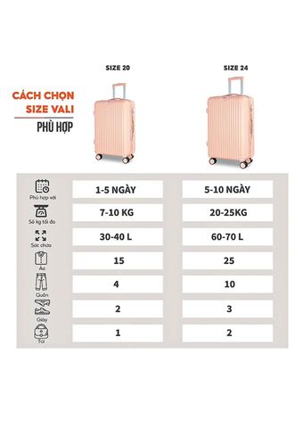  Vali Bamozo size 20 không đồng màu 