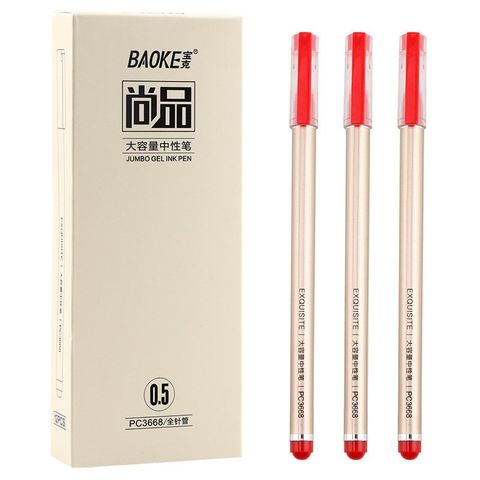  Bút gel siêu nhiều mực 0.5mm Baoke PC3668 Xanh/Đen/Đỏ (12 Cây/Hộp) 