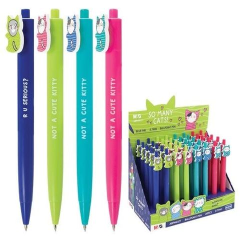  Bút bi bấm 0.7mm M&G So Many Cats mưc Xanh (Giao màu ngẫu nhiên ạ) 
