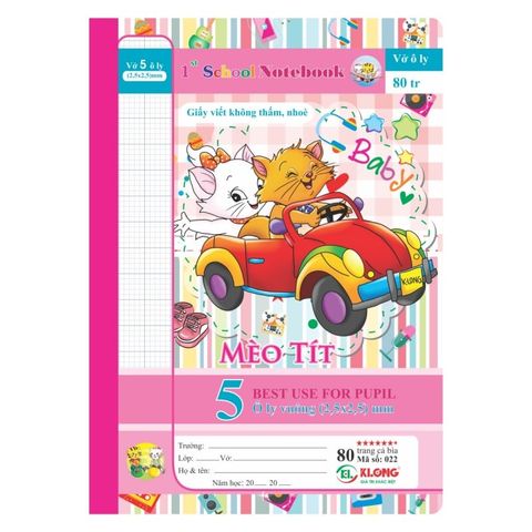  Quyển Vở ô ly 80 trang ĐL 100 Klong022 sản phẩm chính hãng (Giao màu ngẫu nhiên ạ) 