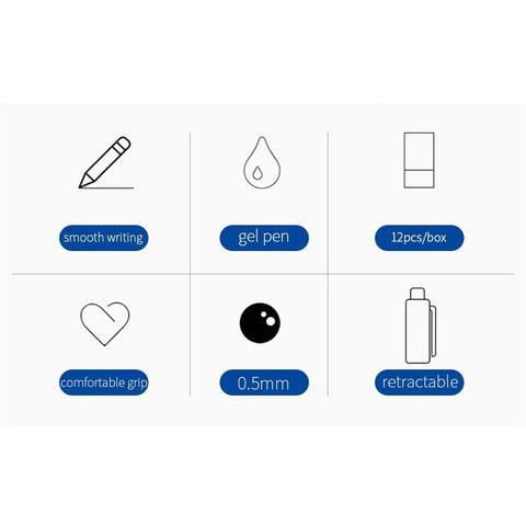  Bút gel 0.5mm mực xanh/mực đen/mực đỏ thân bút màu trắng sang trọng không trơn tay (sản phẩm chính hãng) 