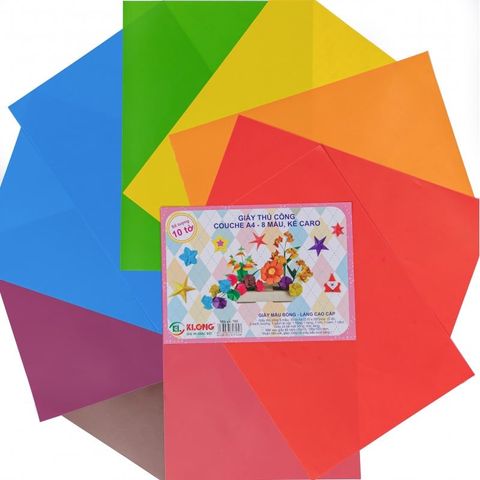  Giấy thủ công 8 màu khổ A4 Klong705 (10 tờ/ tập 400 tập/ thùng) sản phẩm chính hãng 