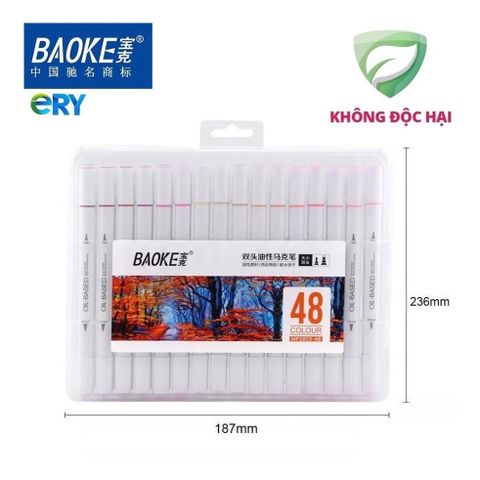  Hộp Bút Dạ màu Marker 2 đầu ngòi 1-4mm - Baoke MP2923 - 18/24/48 màu sản phẩm chính hãng 