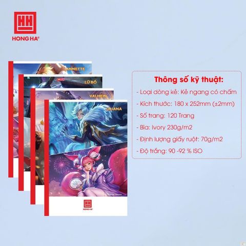  Vở kẻ ngang dán gáy ĐL70gsm Hồng Hà sản phẩm chính hãng(Giao màu ngẫu nhiên ạ) - 120 trang (Quyển) 
