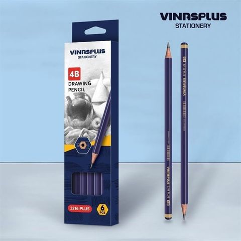 Bút chì gỗ VINAPLUS - 2B/4B/6B 2212 (6 chiếc/Hộp) sản phẩm chính hãng 