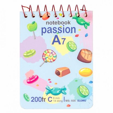  Vở Sổ lò xo A7 200 trang Klong935 (180Q/ thùng) sản phẩm chính hãng (Giao màu ngẫu nhiên ạ) 