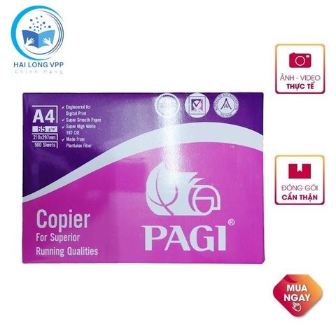 RAM Giấy Pagi - A4 ĐL70gsm (5reams/bó) Hàng chính hãng (Ream) 